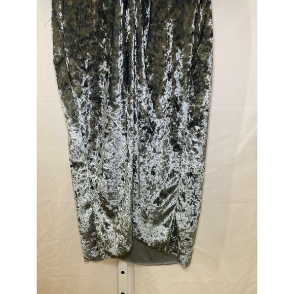 Zara Crush Velvet 70s Style Retro Holiday Party Dress  - Women Size L - Silver - Picture 3 of 5